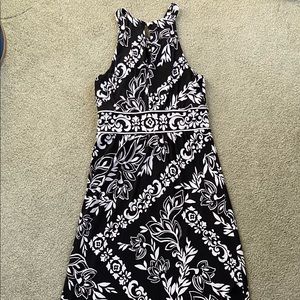WHBM black and white halter maxi dress size XS